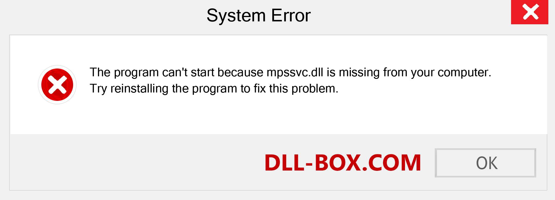  mpssvc.dll file is missing?. Download for Windows 7, 8, 10 - Fix  mpssvc dll Missing Error on Windows, photos, images