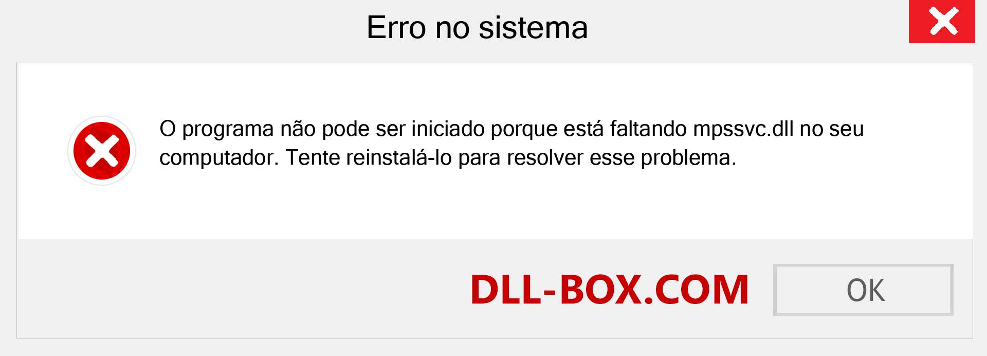 Arquivo mpssvc.dll ausente ?. Download para Windows 7, 8, 10 - Correção de erro ausente mpssvc dll no Windows, fotos, imagens